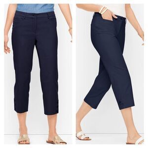 NWT Talbots‎ Perfect Skimmer Blue Capri Pants Size 18 Button Hem XL Pedal Pusher